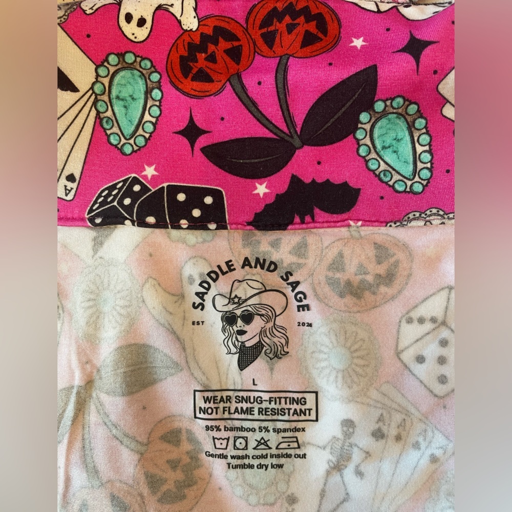 SaddleandSage Pink Halloween Bamboo PJ Set - Picture 8 of 9